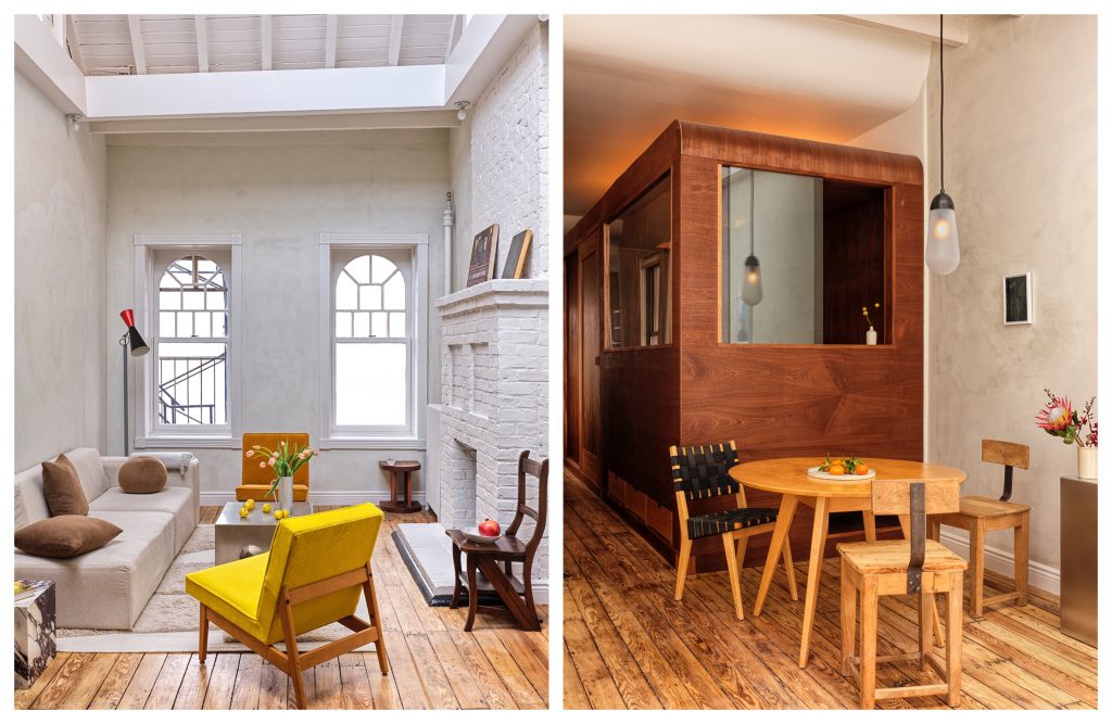 Two views of an attic apartment. Courtesy of BoND. 